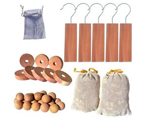 Anti Mites En Bois de Cèdre | Kit de 47 Pcs | Pour Une Meilleure Protection De Vos Vêtements et Textiles | Piège Répulsif Naturel | Boules Antimites et Accessoires Pour vos Armoires,Tiroirs, Penderies