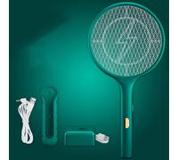 Anti-Mosquito Racket, 3000 V Electric Insect Racket with UV/LED Light, 3-Layer Mesh Protection, Effective Against Insect Flies, Green