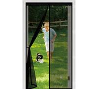 Anti Mouche 111 x 252 cm Puissants Aimants, Maille Très Dense Anti Mouches et Insectes, Sans Percer Auto-Fermable, Rideau Magnétique Anti-Insectes pour Porte Exterieur, Noir