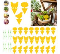 Anti Moucheron Plante,Attrape Mouche,Pièges à Insectes,Attrape Moucheron Interieur,nematodes moucherons,Plug-in piège à Mouches plaques Jaunes Autocollant Jaune Plant,24 PCS & 8 Inserts Clip