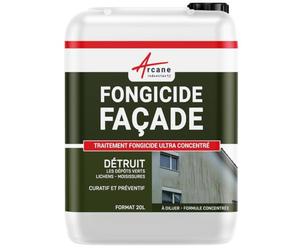 Anti Mousse Façade Ultra Concentré - Nettoyant Mur Extérieur et Crépi - Élimine Mousses et Verdissures - Traitement Curatif et Préventif - 20 L - ARCANE INDUSTRIES