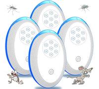 Anti Moustique Ultrason Prise,Ultrason Souris Mouche 4 Paquets, Appareil Repulsif Souris Efficace pour Repousser Les Rats, Les araignées, Les moustiques, Les Souris, Les cafards Bla