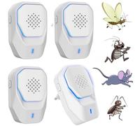 Anti-moustiques à ultrasons, répulsif à ultrasons électromagnétique efficace, répulsif pour moustiques, souris, fourmis, mouches, araignées, cafards, 100 % professionnel et efficace (paquet de 4)