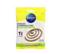 Anti-Moustiques - Spirales Citronnelles Bio - Steripan - Support Naturel En Fibres Végétales - X10 - Lot De 2