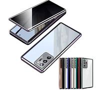 Anti Peeking Magnetic Tempered Glass Double-Sided Phone Case for Samsung, Magnetic Tempered Glass Double-Sided Phone Case for Samsung S22/S21/S20/S10 Plus Ultra (Purple,for S21plus)