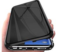 Anti-Peep Coque Compatible pour Samsung Galaxy S25 FE, Magnétique Adsorption Anti Espion Étui Anti Spy Métal Case Écran de Confidentialité en Verre Trempé Housse de Protection à 360 Degrés Cover,Noir