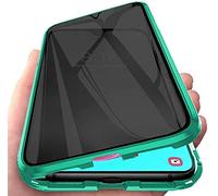 Anti-Peep Coque Compatible pour Xiaomi 15T Pro, Magnétique Adsorption Anti Espion Étui Anti Spy Métal Case Écran de Confidentialité en Verre Trempé Housse de Protection à 360 Degrés Cover,Vert