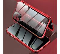 Anti-Peep Magnetic Phone Case for iPhone, Magnetic Tempered Glass Double-Sided Phone Case, Privacy Magnetic Case for iPhone 14/13/12/11 Pro Max (Red,for iPhone11pro)