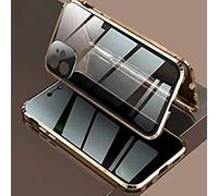 Anti-Peep Magnetic Phone Case for iPhone, Magnetic Tempered Glass Double-Sided Phone Case, Privacy Magnetic Case for iPhone 14/13/12/11 Pro Max (Gold,for iPhone14pro)
