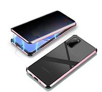 Anti-Peep Magnétique Adsorption Coque pour Samsung Galaxy S20 Anti Espion Étui Anti Spy Métal Frame Case Double Face Privacy Verre Trempé 360 Degrés Protection Housse Flip Anti-Regards Cover,Or Rose