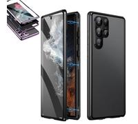 Anti-Peeping Magnetic Tempered Glass Double-Sided Phone Case for Samsung S21-25 Series, Double Sided Tempered Glass Full Screen Covered, Anti-Drop (S25plus,Black*Privacy)