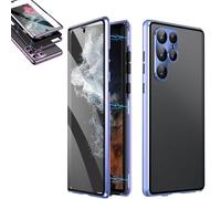 Anti-Peeping Magnetic Tempered Glass Double-Sided Phone Case for Samsung S21-25 Series, Double Sided Tempered Glass Full Screen Covered, Anti-Drop (S25plus,Blue*HD)