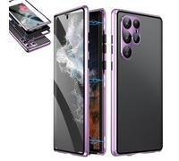 Anti-Peeping Magnetic Tempered Glass Double-Sided Phone Case for Samsung S21-25 Series, Double Sided Tempered Glass Full Screen Covered, Anti-Drop (S25Ultra,Purple*Privacy)