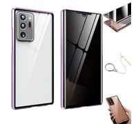 Anti-Peeping Magnetic Tempered Glass Double-Sided Phone Case for Samsung S25/S24/S23/S22/S21 Series, 360 All-Round Protection & Anti-Drop (for note10plus,Purple)