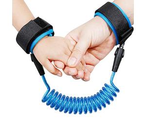 Anti-perdu Poignet Ceinture Réglable Laisse Enfant Poignet de 360 ° Rotation Harnais de Sécurité Confortable Bébé Bracelet Corde pour Voyage Supermarché Exploration Helper 1.5M (Bleu)