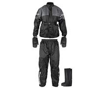 Anti Pluie Combinaison Kit Blouson Pantalon Gants Surbottes Impermeable noir L