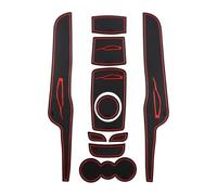 Anti Poussière Antidérapant pour Fiesta MK7 2009 2010 2011 2012 2013 2014 2015 Tapis Rainure Porte en Caoutchouc Coussin Tasse Fente Dessous Verre Tampon Adhésif pour Voiture(Rosso)