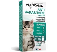 Anti-puces - VETOCANIS - Efficace 2 x 1 Mois de Protection pour Chaton, 2 pipettes