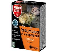 Anti rats, mulots & campagnols - PROTECT EXPERT - RAMUCAM150 - 6 sachets céréales - Lieux secs - 125g
