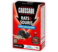 Anti Rats & Souris - CAUSSADE - CARSBL200 - 200g - Infestation - 10 Blocs fluorescents - Prêt à l'emploi