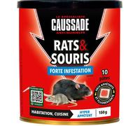 Anti rats & souris - CAUSSADE - CARSPT150N - Forte infestation - 10 sachets pâtes - 150g