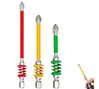 Anti-Slip Magnetic Phillips Bit with Spring, Magnetic Phillips Bit Set with Spring, No More Slipping of Saw Teeth, One Push to Eject Quickly, for Electric Hand Tool (3pcs)