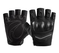 Anti Slip Motorcycle Glove, Half Finger Riding Glove, Breathable 25cm Black Fingerless Gloves with Grip Palm Design, Woven Shell Protective Gloves, Shock Resistant Riding Gear, for Outdoor Use