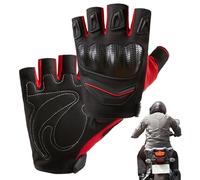 Anti Slip Motorcycle Glove, Half Finger Riding Glove, Breathable 25cm Black Fingerless Gloves with Grip Palm Design, Woven Shell Protective Gloves, Shock Resistant Riding Gear, for Outdoor Use