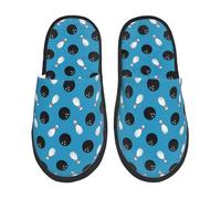 Anti-Slip Pantoufles En Coton Boules De Bowling Bleues De Dessin Animé Maison Slippers Confortable Pantoufle D'Intérieur Pour Chambre, Voyage, Hôtel M