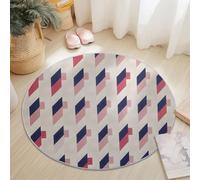 Anti Slip Tapis Rond 100 cm Entretien Facile, Moderne Abstrait Minimaliste Géométrique Impression Isolation Phonique Tapis Rond pour Chambre d’Enfant Salle de Bain Entrée Intérieur - Rose Bleu Marine