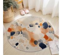 Anti Slip Tapis Rond 100 cm Entretien Facile, Onirique Aquarelle Graffiti Impression Isolation Phonique Tapis Rond pour Chambre d’Enfant Salle de Bain Entrée Intérieur - Orange Bleu Marine