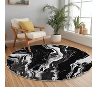 Anti Slip Tapis Rond 100 cm Entretien Facile, Vintage Peinture À l'huile Vase Fleurs Impression Isolation Phonique Tapis Rond pour Chambre d’Enfant Salle de Bain Entrée Intérieur - Noir