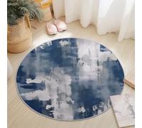 Anti Slip Tapis Rond 60 cm Entretien Facile, Abstrait Artistique Graffiti Impression Isolation Phonique Tapis Rond pour Chambre d’Enfant Salle de Bain Entrée Intérieur - Gris Bleu