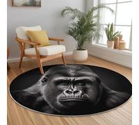 Anti Slip Tapis Rond 60 cm Entretien Facile, Abstrait Élégant Lignes Impression Isolation Phonique Tapis Rond pour Chambre d’Enfant Salle de Bain Entrée Intérieur - Noir