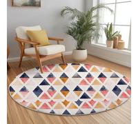 Anti Slip Tapis Rond 60 cm Entretien Facile, Simple Aquarelle Illustration Géométrie Impression Isolation Phonique Tapis Rond pour Chambre d’Enfant Salle de Bain Entrée Intérieur - Bleu Marine Rose