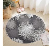 Anti Slip Tapis Rond 90 cm Entretien Facile, Abstrait Peinture À L'Encre Lignes Impression Isolation Phonique Tapis Rond pour Chambre d’Enfant Salle de Bain Entrée Intérieur - Gris