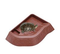 Anti-Slip Tortoise, Water Dish Gentle Ramp, Zoned Feeding, 27.8x19.9x3cm and Soaking Bowl for Reptile Habitat, Bathing, and Landscape Use Contributing a Decorative Sets