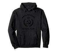 Anti-Social Club Russian USSR Soviet Union CCCP Communist Sweat à Capuche, Unisexe pour Adultes, Noir, S