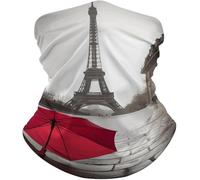 Anti-Solaire Bandeau Magique,Tour Eiffel, Paris, Rue, Parapluie Rouge,Chapeaux Demi-Visage Ultra-Douce Cache-Cou pour Cyclisme Ski Vélo 26X30cm