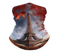 Anti-Solaire Écharpe Tube, Gaiter Tour Eiffel et Feuilles Rouges Élastique Bande de Cheveux pour Sports Yoga Jogging