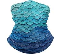 Anti-Solaire Écharpe Tube,Océan Mer Poisson Bleu Poisson Écaille,Chapeaux Demi-Visage Multifonctionnel Cache-Col pour Extérieur Cyclisme Homme 26X30cm