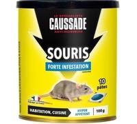 Anti Souris - CAUSSADE - Pat'Appat Forte Infestation - 10 Pates - 100g - Lieux Secs & Humides - Habitation Cuisine - CASAPT10N