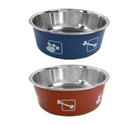 Anti Splash Bowl, Non Skid Feeder, Large Water Dish, Spill Control Rim, 4.3x4.3x1.8 inches Printed Design, for Home, Crate, Car, Patio, Camping, Senior and Puppy Pets, Yard, Farm