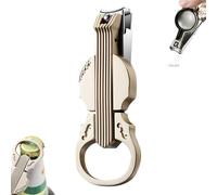 Anti-Splash Nail Clippers with Magnifying Glass，2-in-1 Stainless Steel Trimmer & Bottle Opener，Violin Shape Nail Trimmer & Nail File (Champagne)