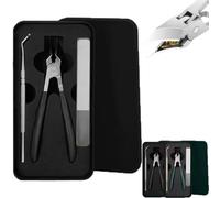Anti-Splash Slant Edge Nail Clipper 3-Piece Set, Wide Jaw Opening Anti-Splash Slanted Nail Clipper, Curved Toenail Clippers for Ingrown/Thick Nails (Black)