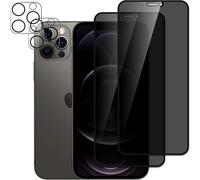 Anti-Spy Tempered Glass For Iphone 12 Pro [2+2 Pieces] Privacy Screen Protector With Rear Camera Protector, Bubble-Free, Easy To Install