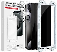 Anti-Spy Tempered Glass For Iphone 16 Pro 6.9 Inches, 2 Pieces Protective Glass [Automatic Installation], 2 Pieces Lens Protection, Extremely Tough, Scratch Resistant