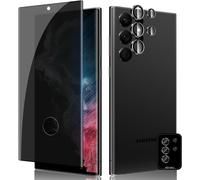 Anti-Spy Tempered Glass For Samsung Galaxy S22 Ultra, 1+1 Piece 3d Anti-Spy Screen Protector + Camera Lens Protector Film, 9h Bubble-Free Privacy Screen Protectors