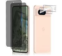 Anti-Spy Tempered Glass + Rear Camera Protector Compatible With Google Pixel 8a 5g, [2 + 2 Pieces] 9h Hardness Anti-Peeping Screen Protector, Privacy Tempered Glass For Google Pixel 8a 5g
