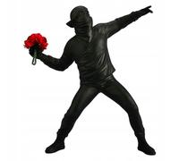 Anti-Statue, Lanceur De Fleurs, Décoration De Figurine, Noir 18x5,5x21,5cm